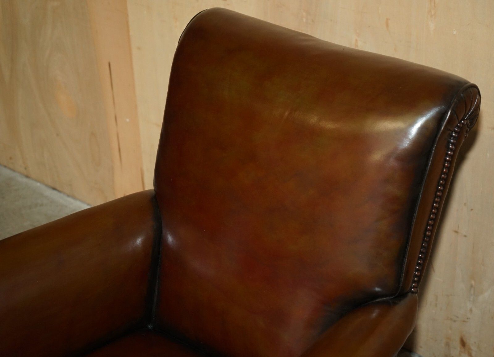 Fully Restored Antique Circa 1920'S Art Deco Deep Brown Leather Club Armchair photo vintage