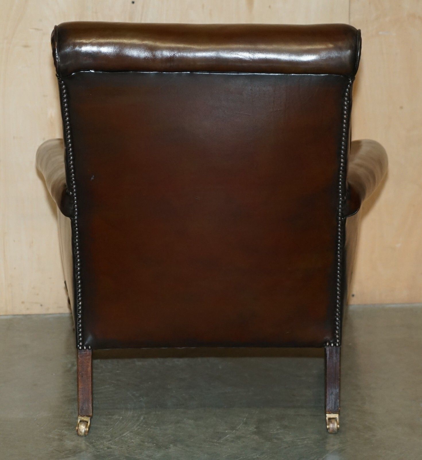 photo buy Fully Restored Antique Circa 1920'S Art Deco Deep Brown Leather Club Armchair