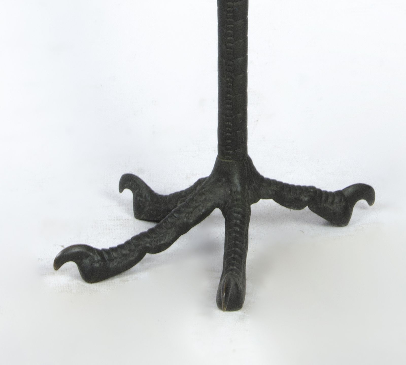 Early 20th Century Art Nouveau French Black Patinated Bronze And Marble Circular Ostrich Leg Shaped Side Table photo furniture