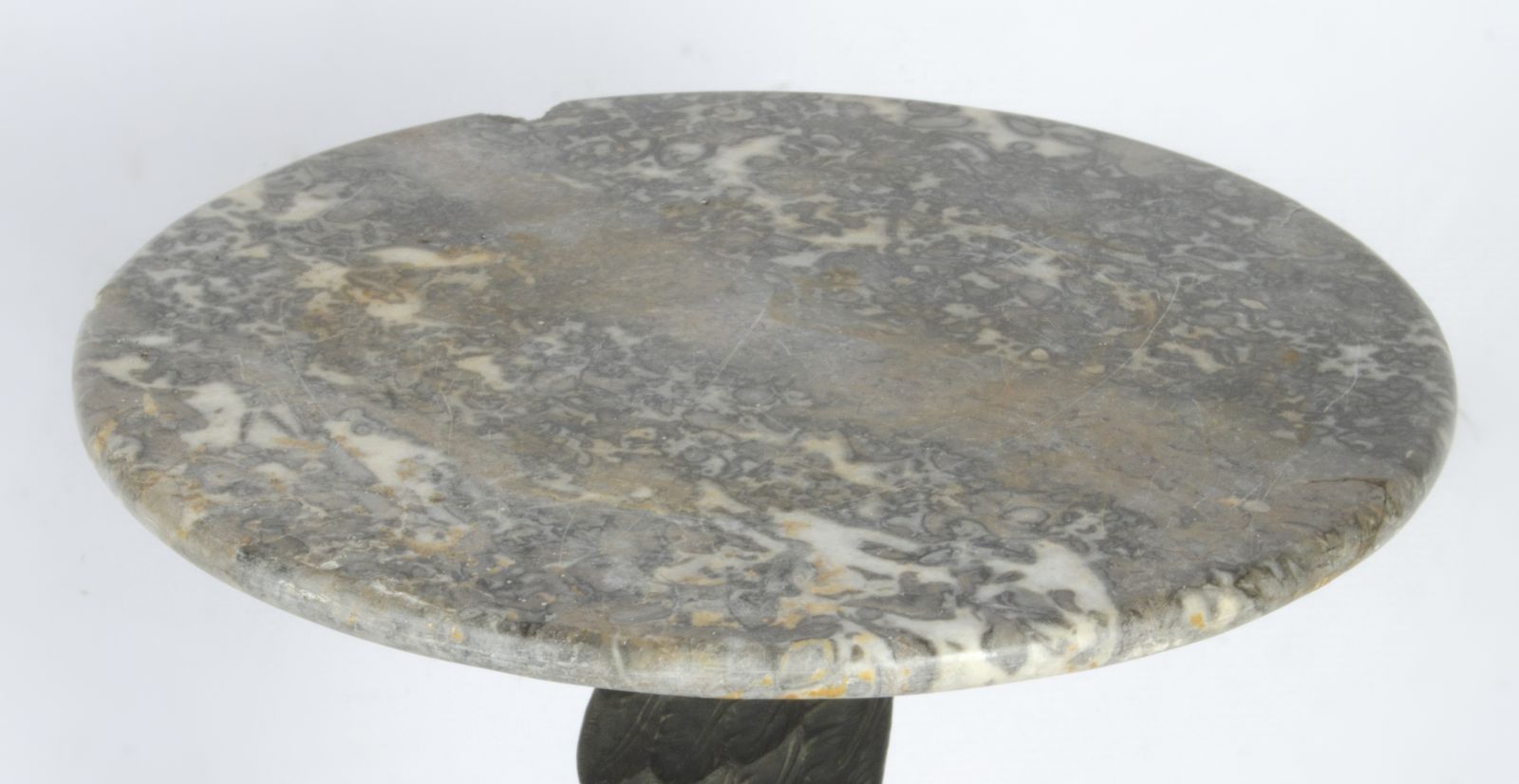 Early 20th Century Art Nouveau French Black Patinated Bronze And Marble Circular Ostrich Leg Shaped Side Table photo for sale