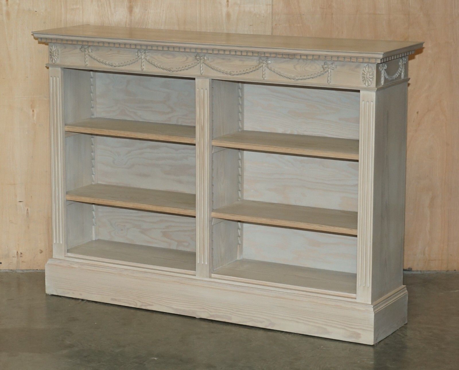 Pair Of Vintage French Limed Oak Open Library Bookcases Height Adjustable Shelfs photo furniture