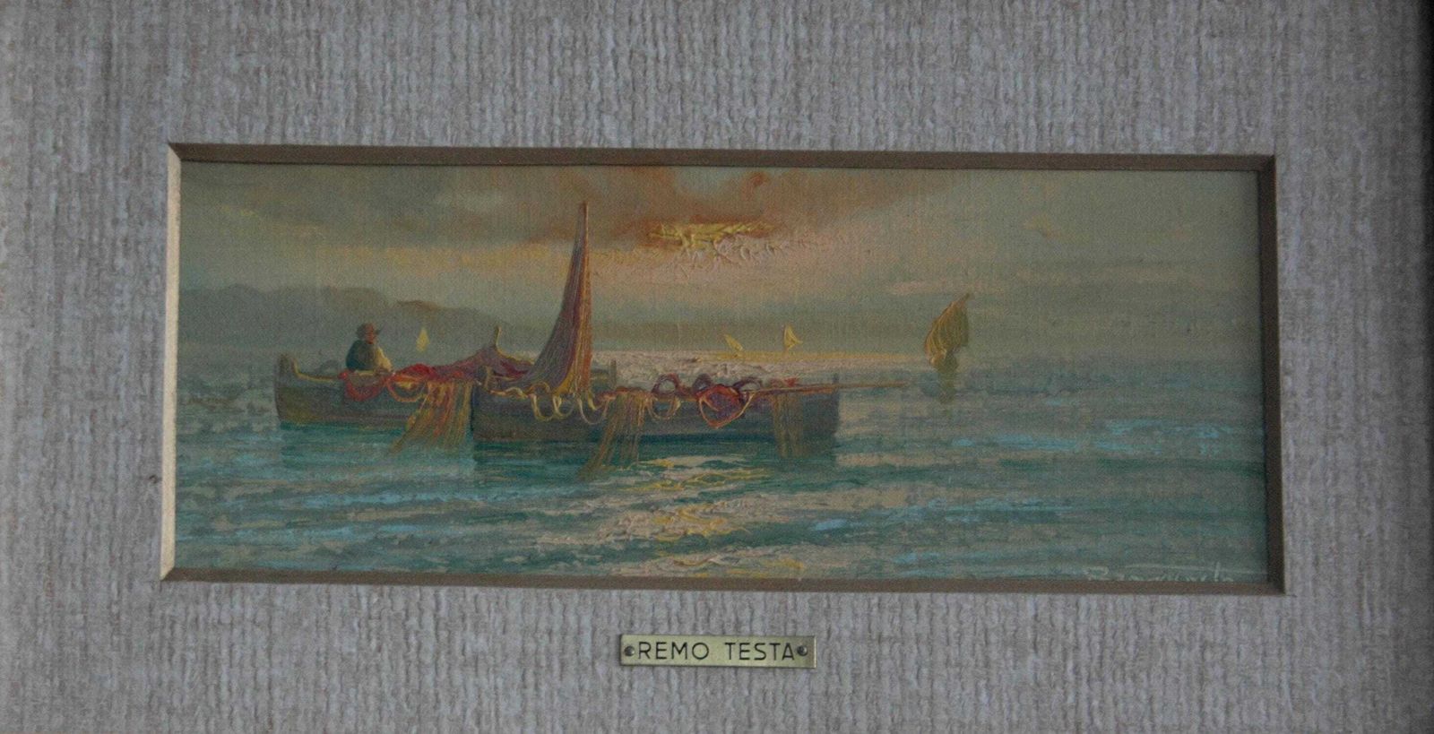 Remo Testa, Pair Of Landscapes, Marine And Countryside, Mid 20th Century, Italy photo furniture