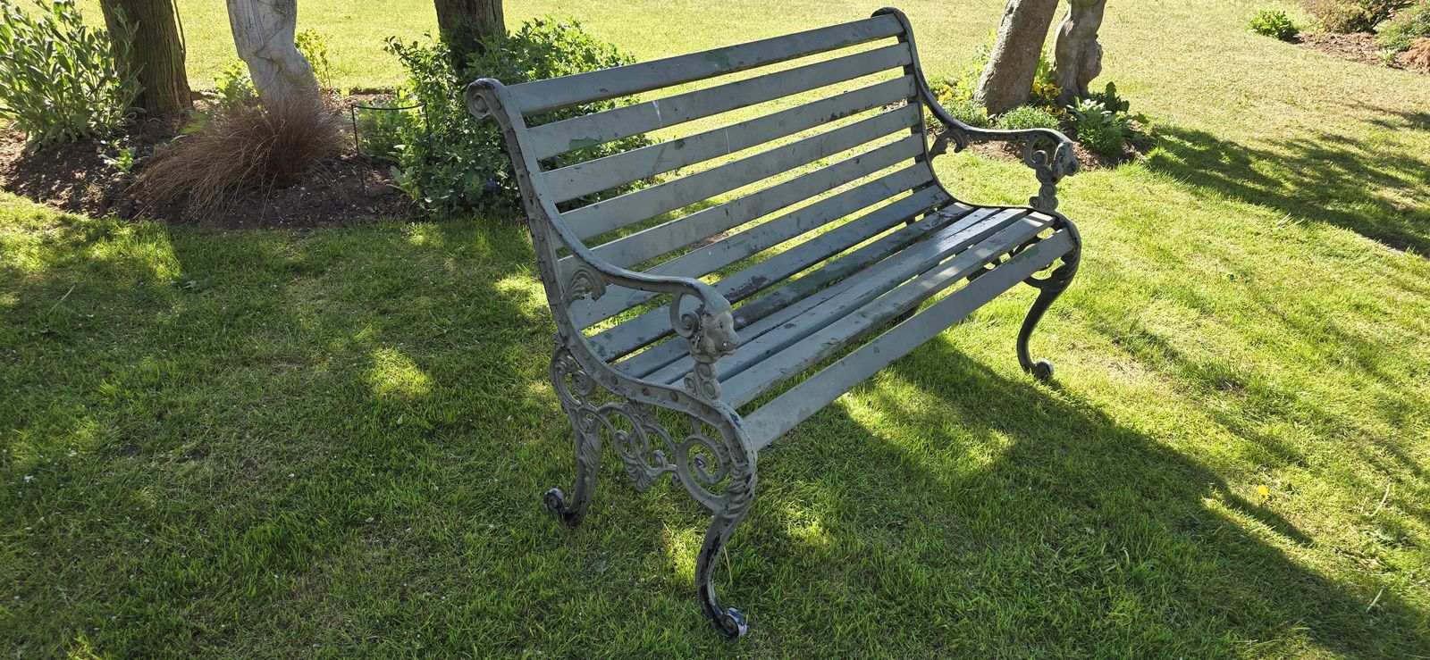 Cast Mixed Alloy Garden Bench, 1920s photo vinterior