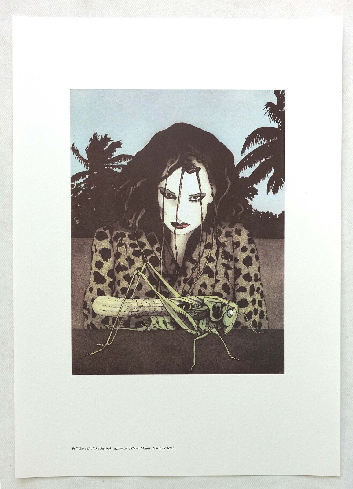 1979 Sensual Grasshopper By Hans Henrik Lerfeldt   Original Vintage Poster photo furniture