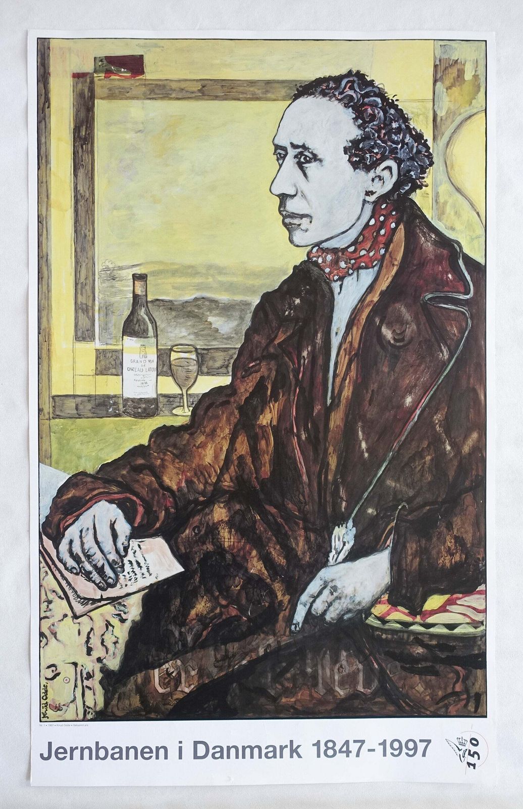 1997 Danish Railway Advertisement Feat. Hans Christian Andersen No 1   Original Vintage Poster photo furniture