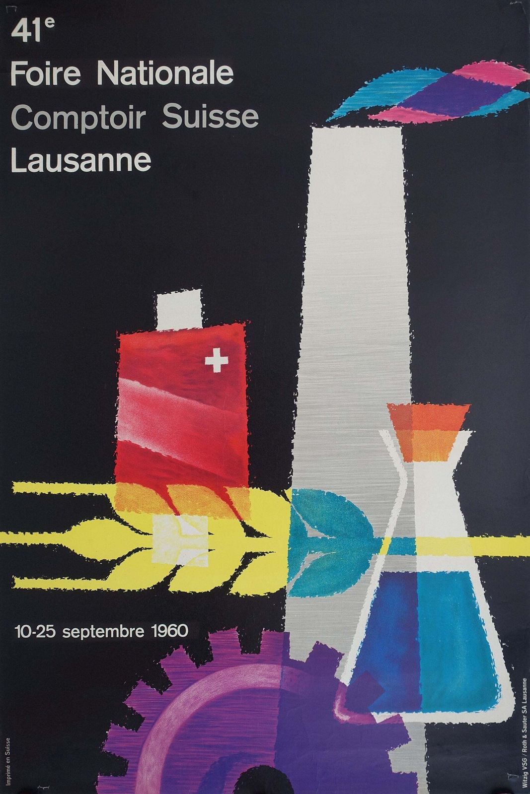 1960 Swiss Bakery Fair 41e Foire Nationale Comptoir Lausanne   Original Vintage Poster