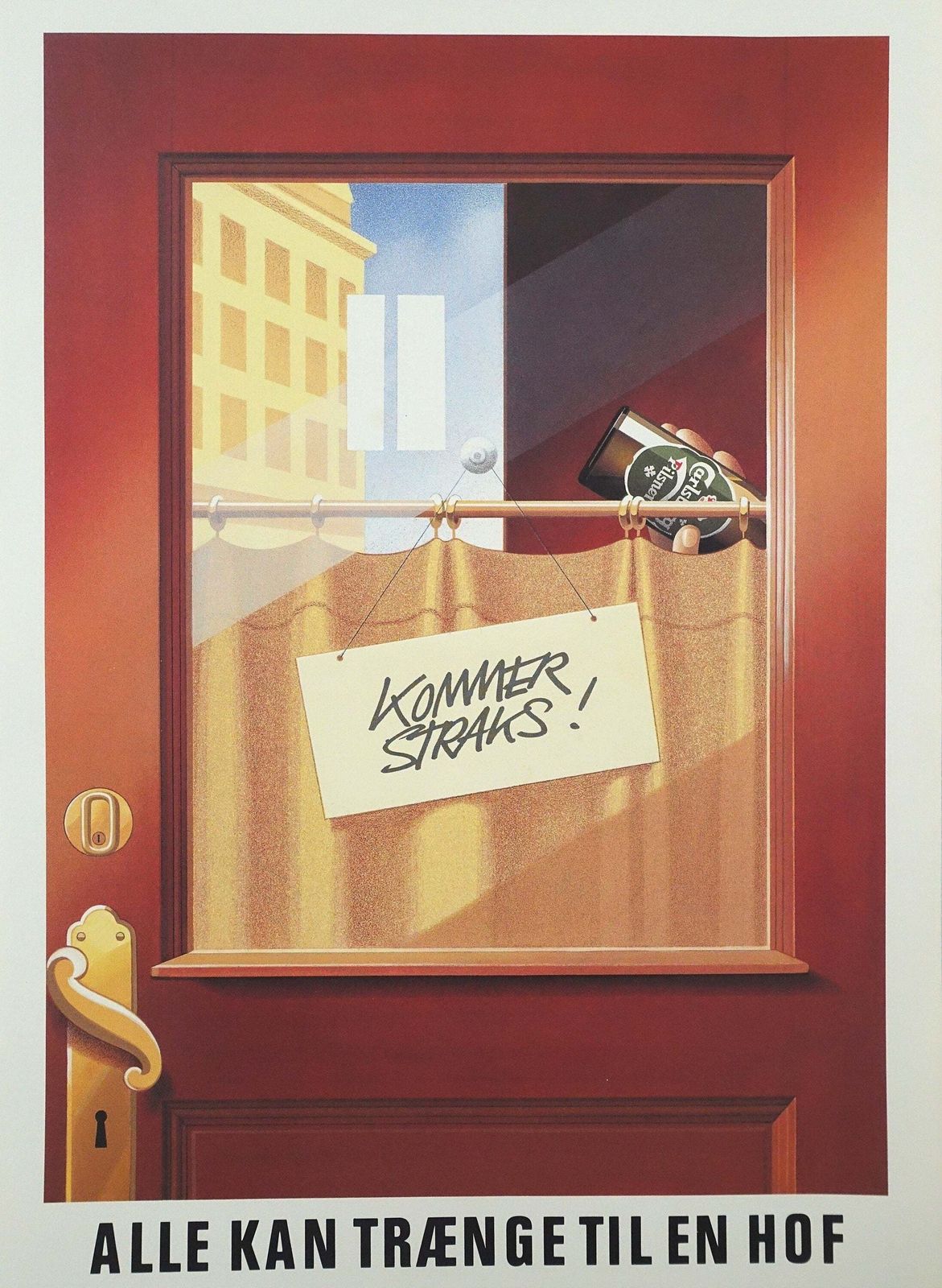 1980s Carlsberg Beer Ad By Joe Petagno (Closed Bar)   Original Vintage Poster