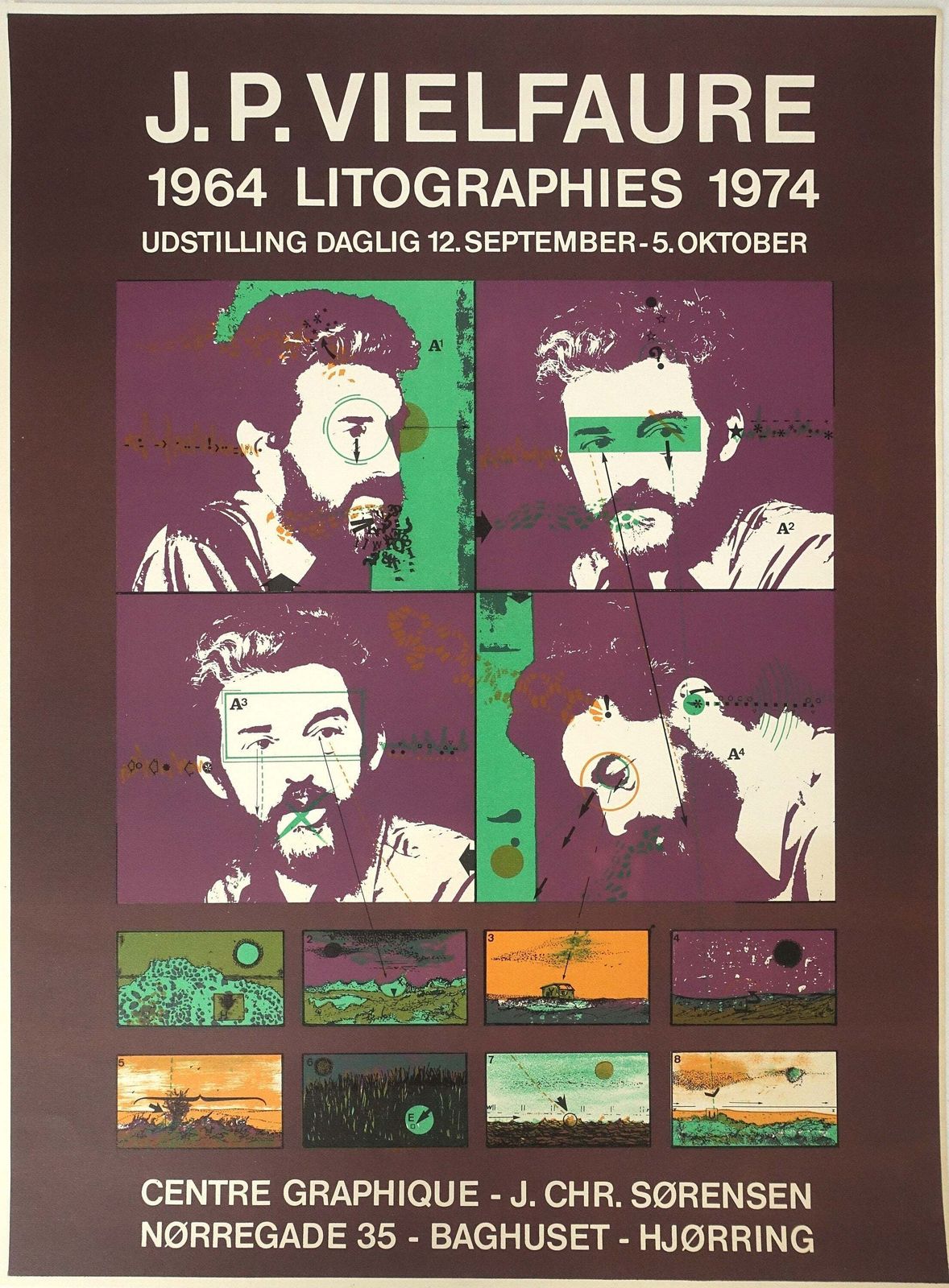 1974 Vielfaure Art Exhibition Poster   Original Vintage Poster