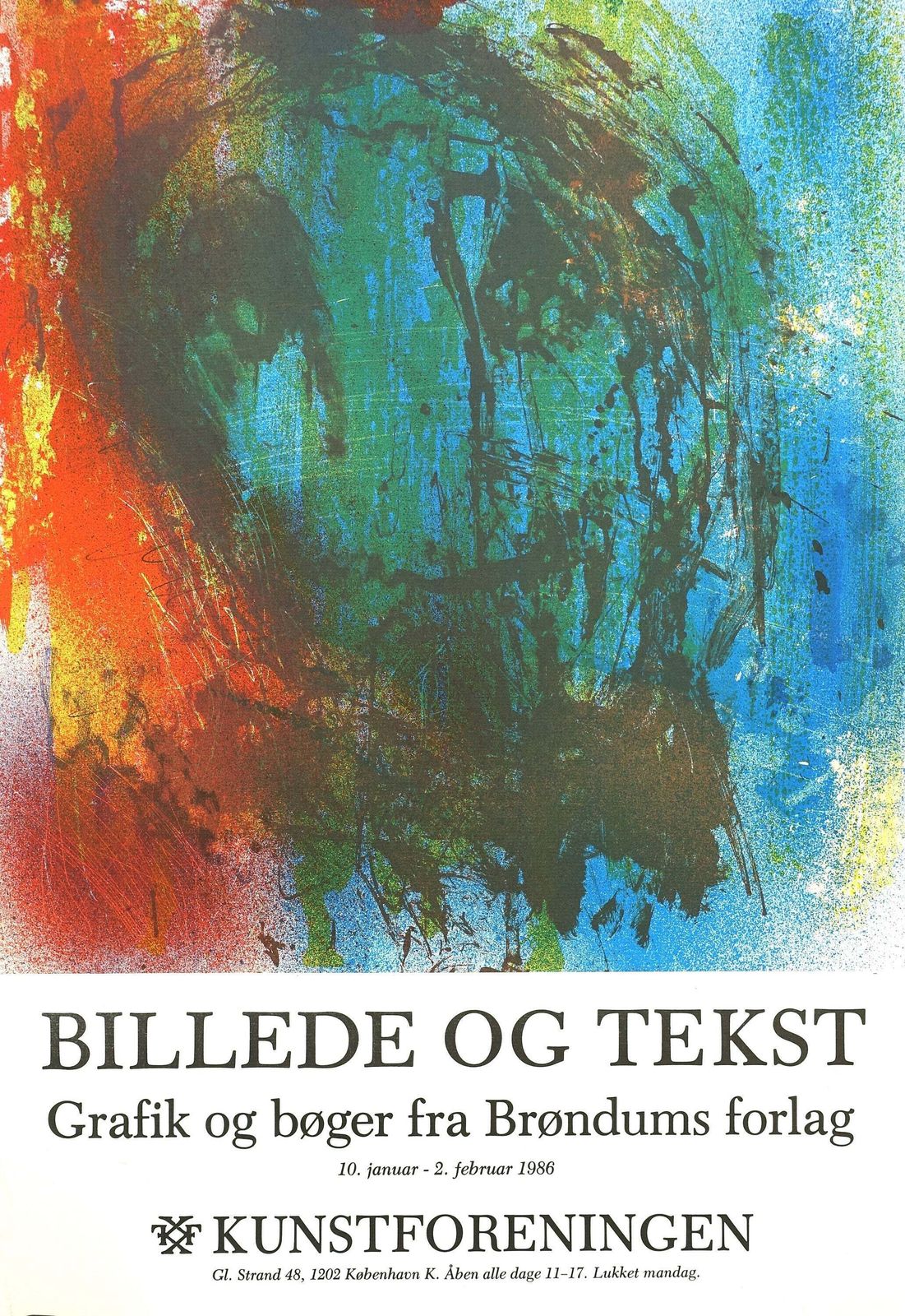 1986 Danish Art Exhibition Poster   Original Vintage Poster