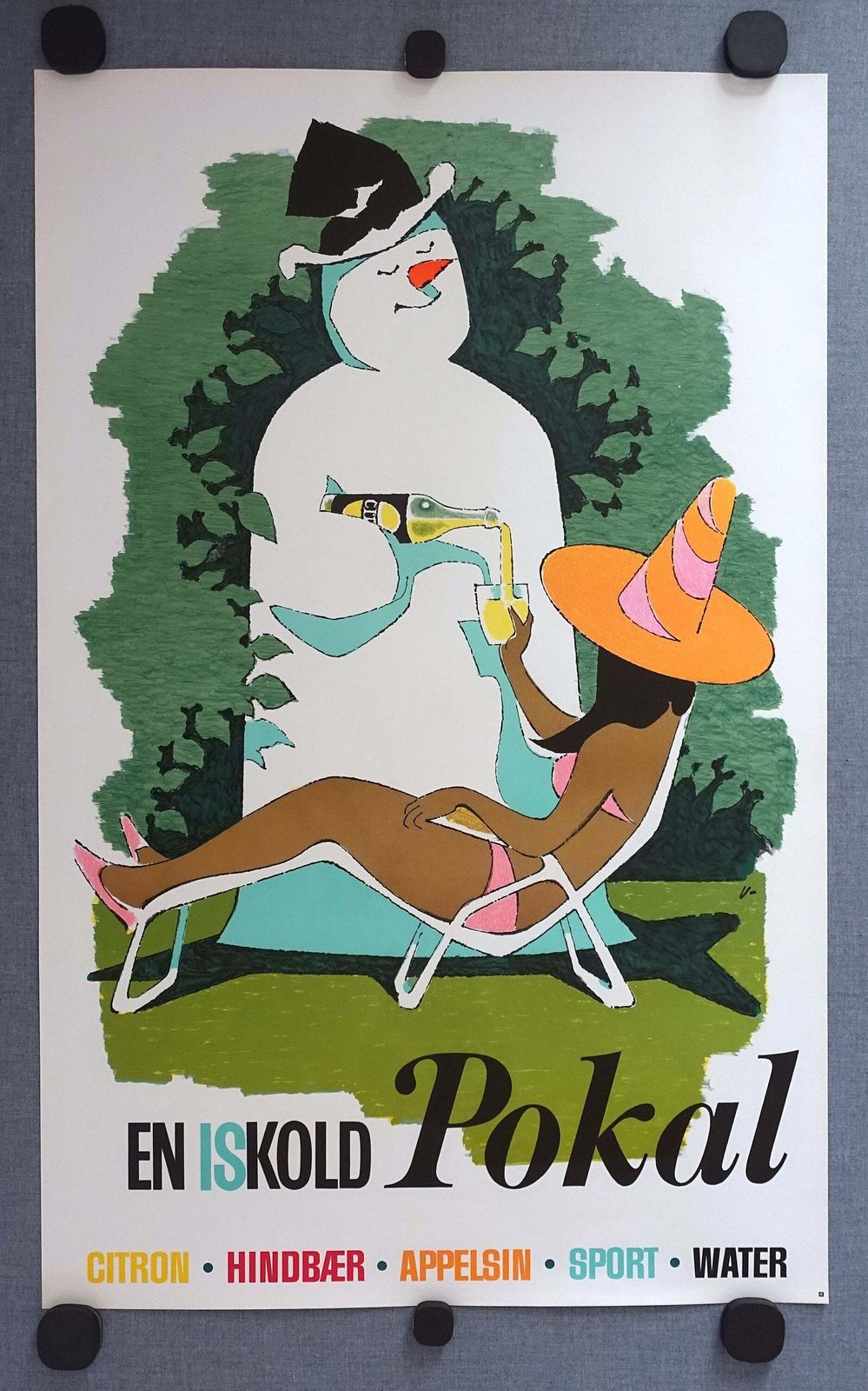1960s Soda Advertisement Pokal Fdb By Ungermann   Original Vintage Poster photo furniture