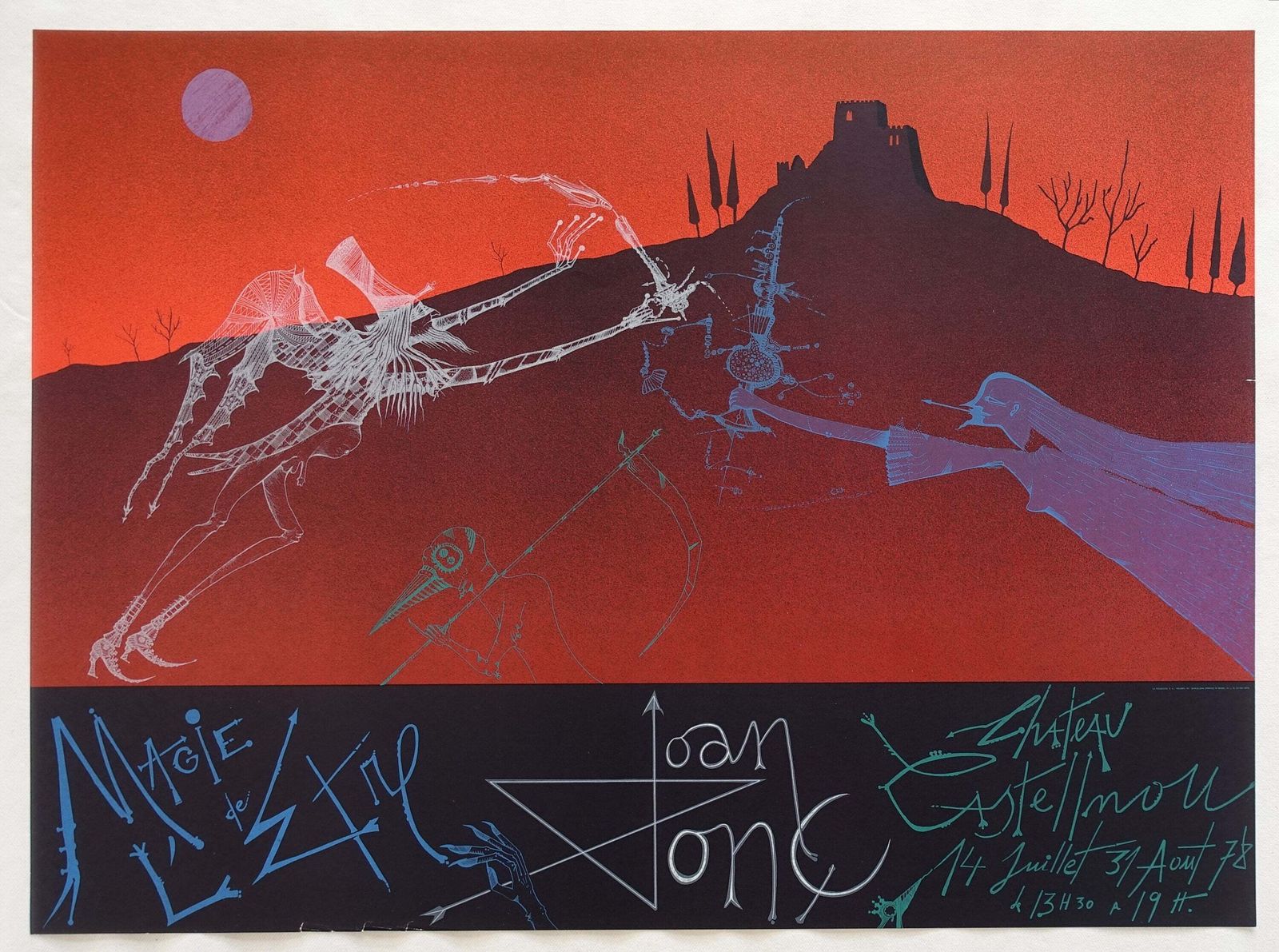 1978 Joan Ponc Chateau Castelnou Exhibition Poster   Original Vintage Poster photo furniture