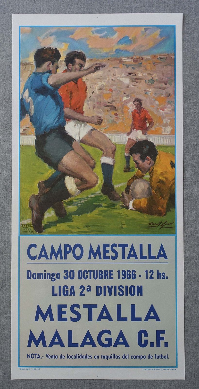 1966 Mestalla   Malaga Football Poster   Original Vintage Poster photo furniture
