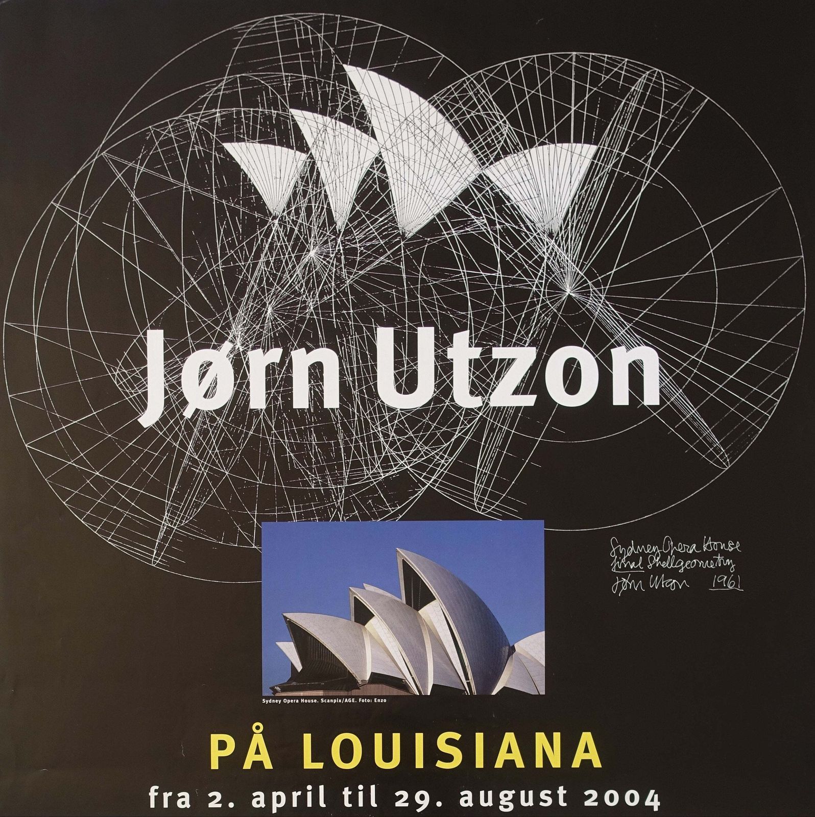 2004 Utzon Sydney Opera House Exhibition Poster On Louisiana   Original Vintage Poster