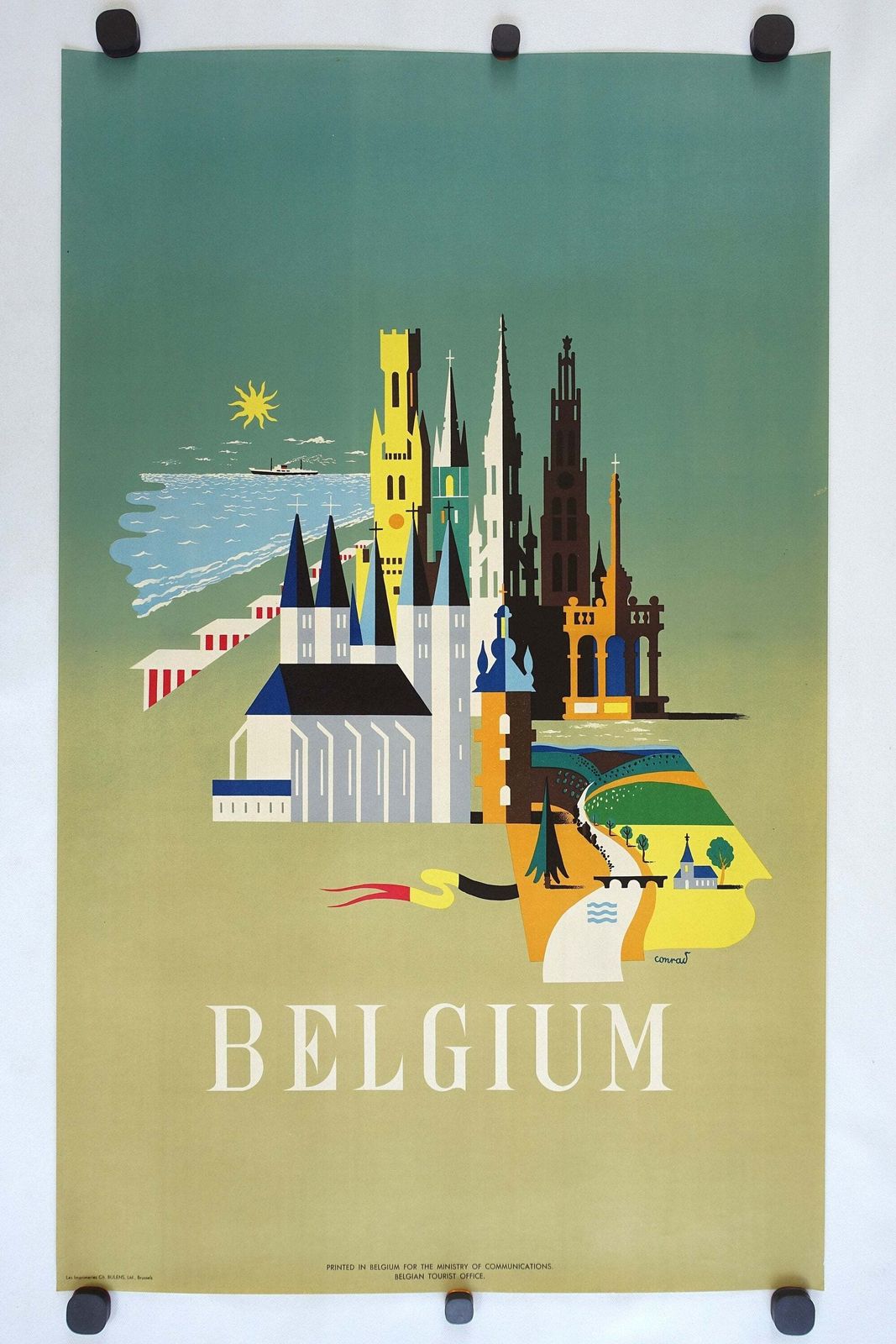 Belgische Reisposter Uit 1950 Door Conrad – Vintage Poster photo furniture