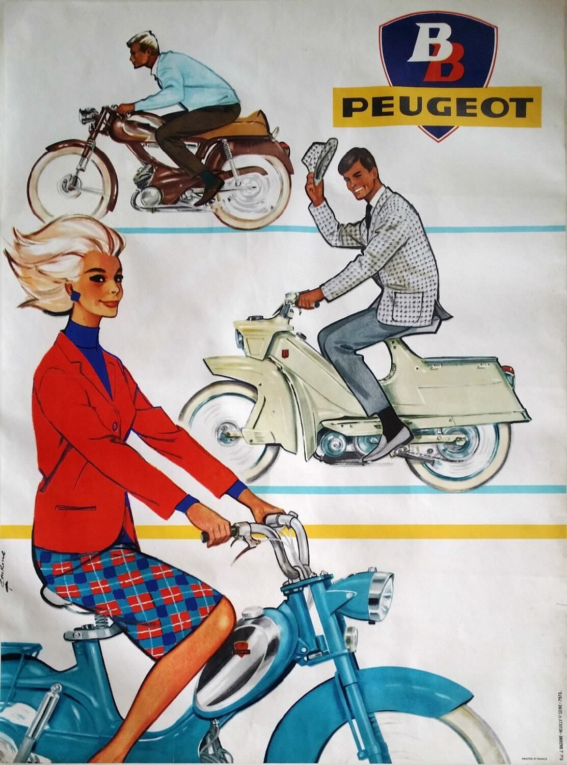 1950s Peugeot Advertisement By Couronne I   Original Vintage Poster