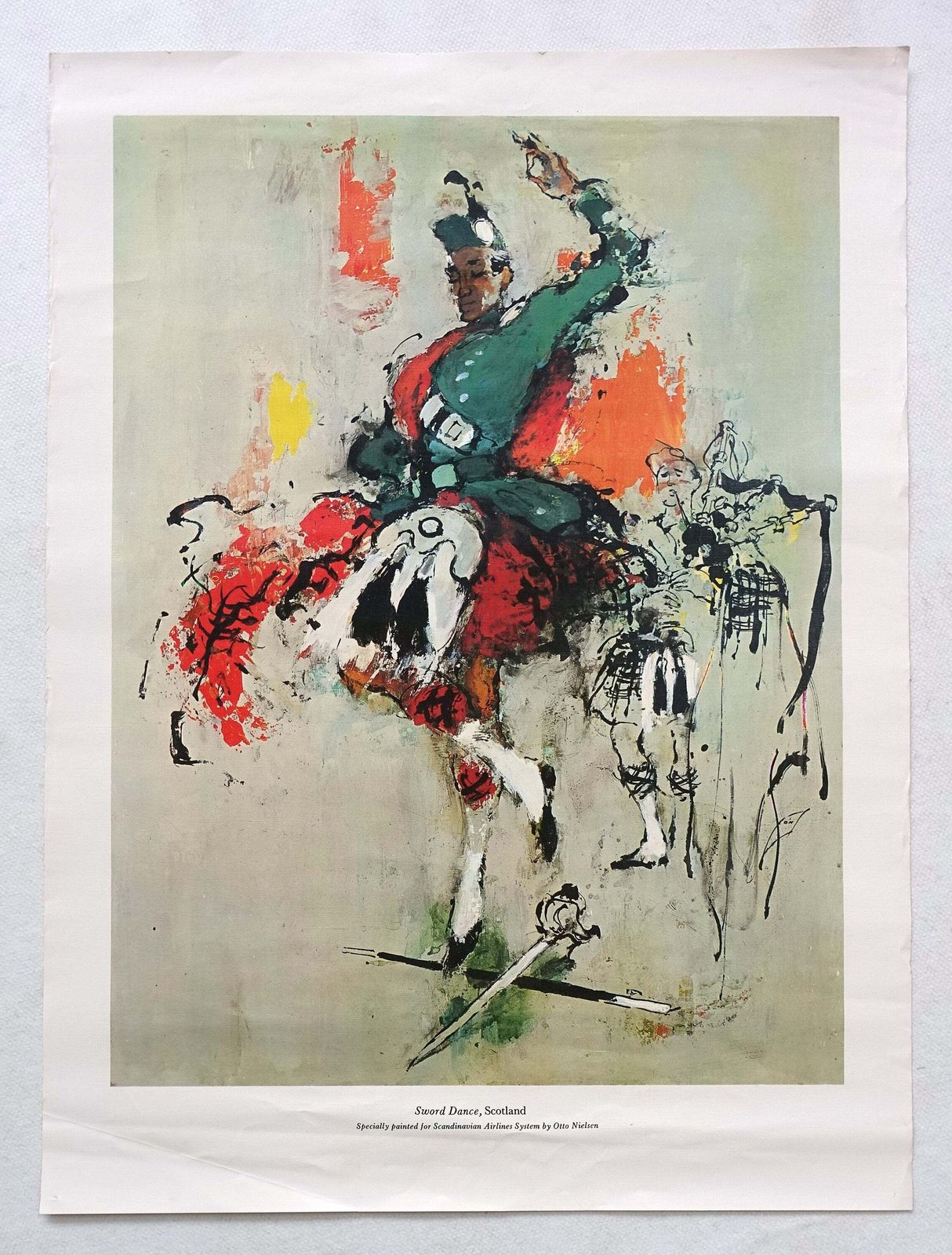 1966 Sas Airlines Poster (Sword Dance)   Original Vintage Poster photo furniture