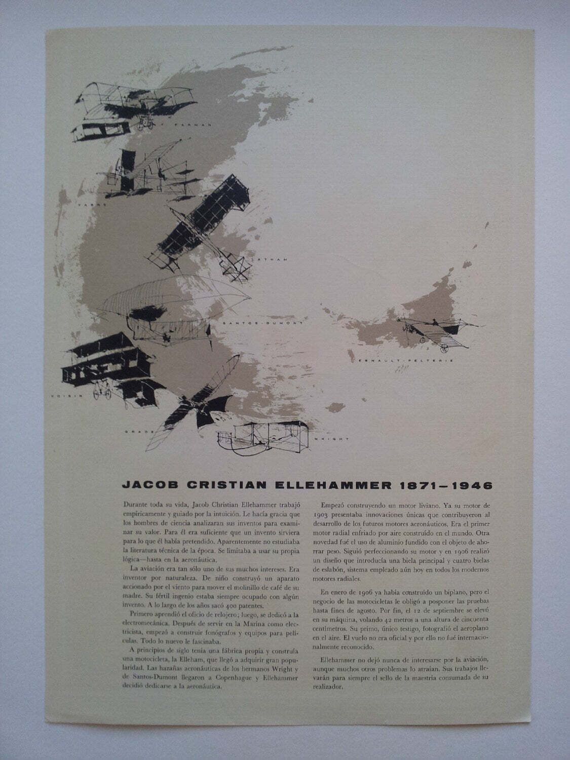 1960 Sas Airlines Poster (Alberto Santos Dumont)   Original Vintage Poster photo 70.0