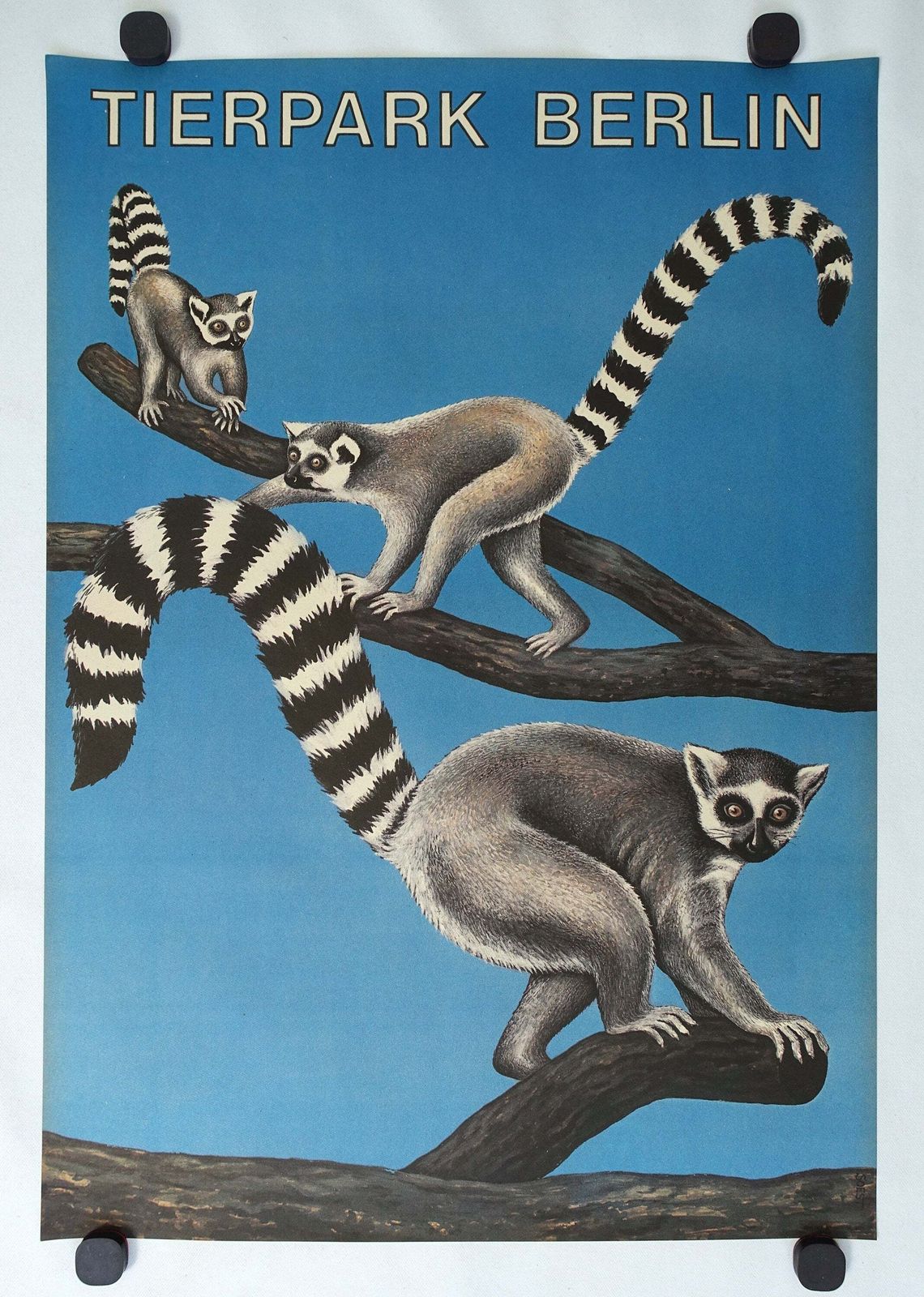 1986 Tierpark Berlin (Lemurs)   Original Vintage Poster photo furniture