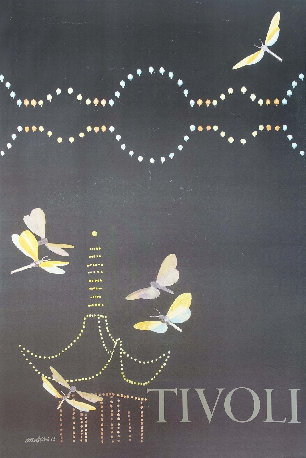 1983 Tivoli Gardens By Bent Holstein (Huge Version)   Original Vintage Poster