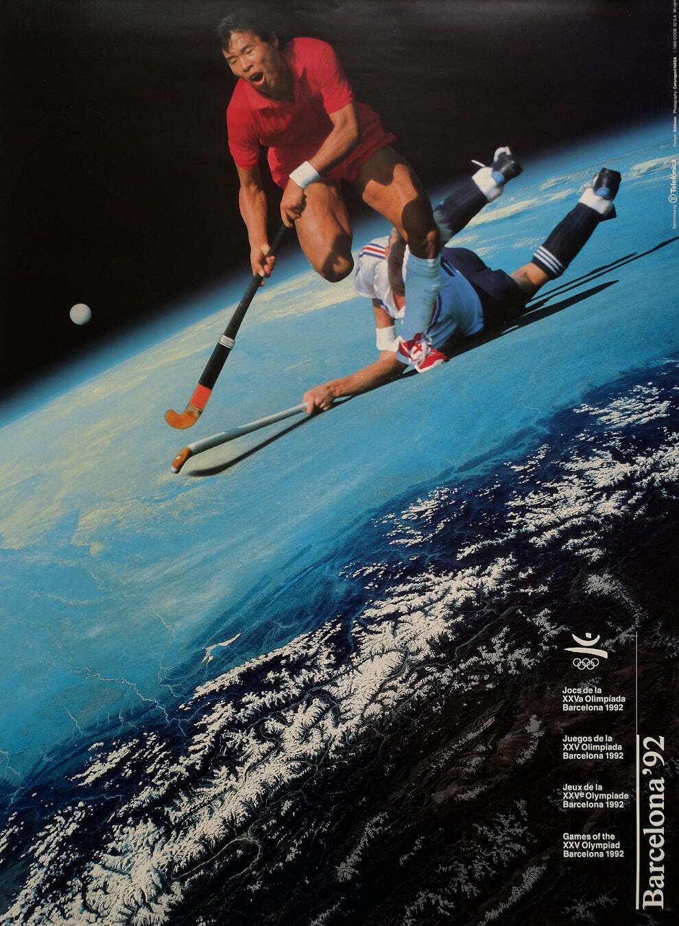 1992 Summer Olympic Games Floorball   Original Vintage Poster