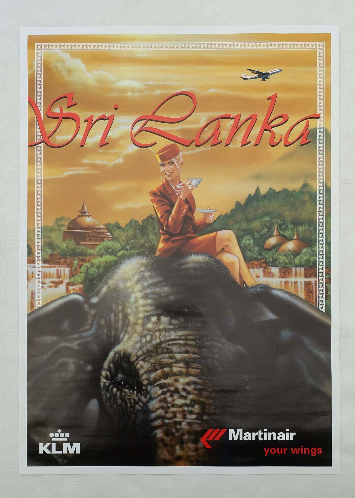 1970 Sri Lanka Klm Martinair Travel Poster   Original Vintage Poster photo furniture