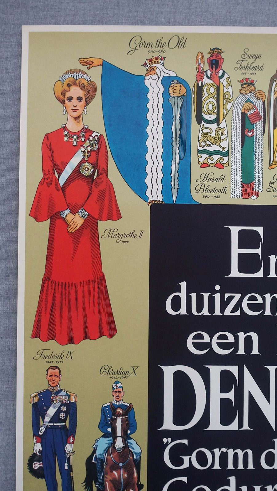 1972 Kings & Queens Of Denmark (Dutch)   Original Vintage Poster photo Art