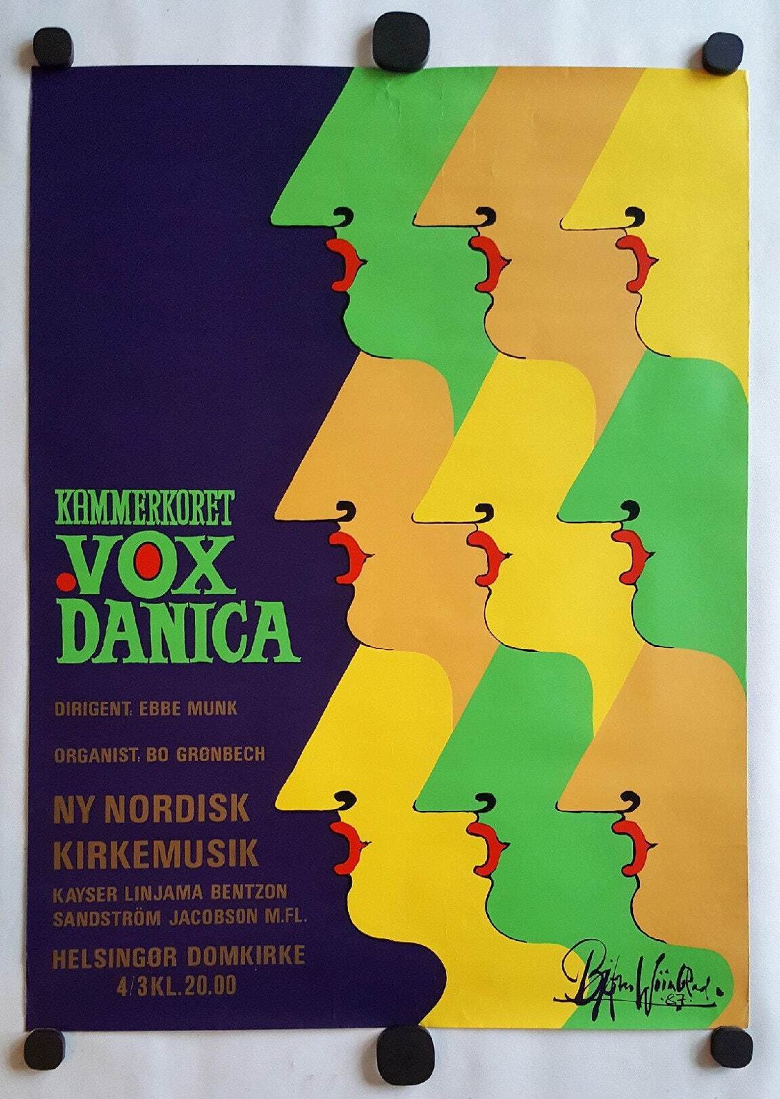 1987 Wiinblad Vox Danica Music Poster   Original Vintage Poster photo furniture