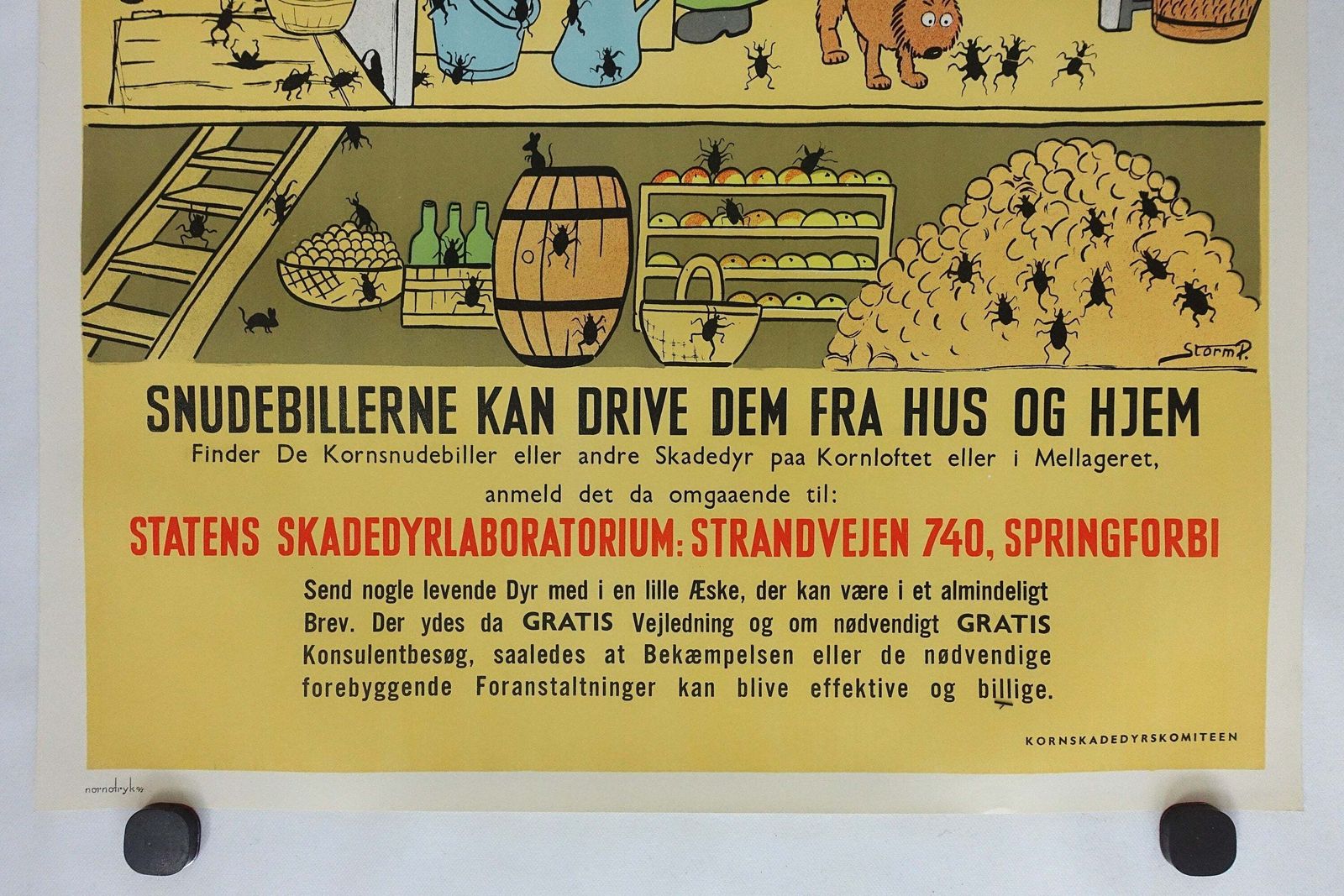 1940s Anti Pest Campaign Poster By Storm P II   Original Vintage Poster photo Art