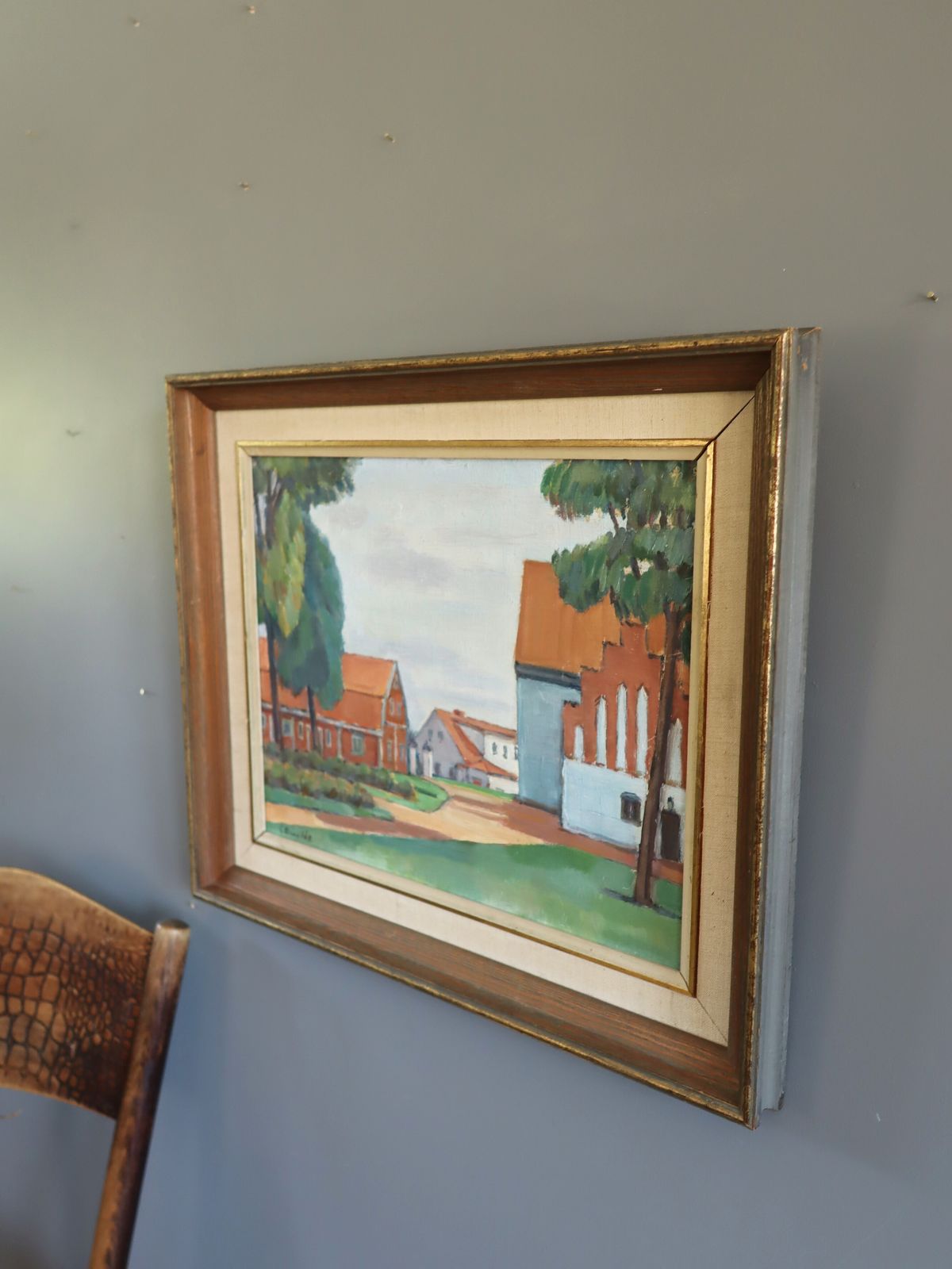 Red Roofs, Oil Painting, Mid 20th Century photo furniture