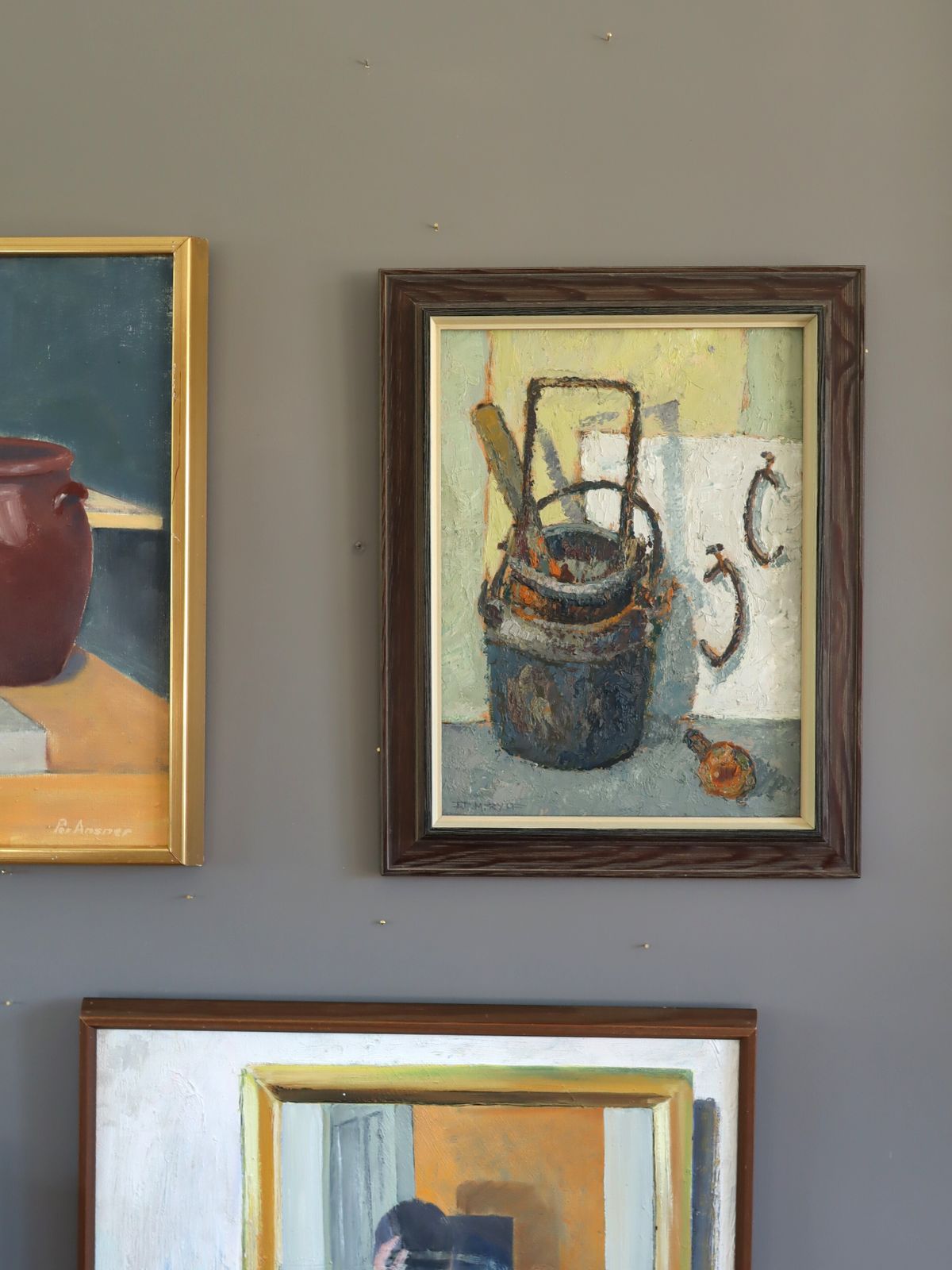 Buckets & Hooks, Oil Painting, Mid 20th Century photo furniture