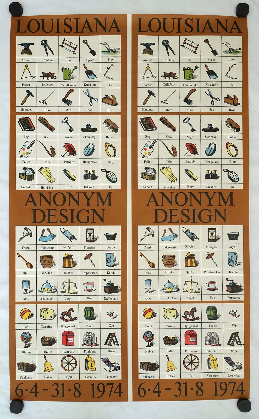 1974 – Designs By Unknown Artists At Louisiana Danish Museum Of Modern Art – Vintage Tentoonstelling Poster photo furniture