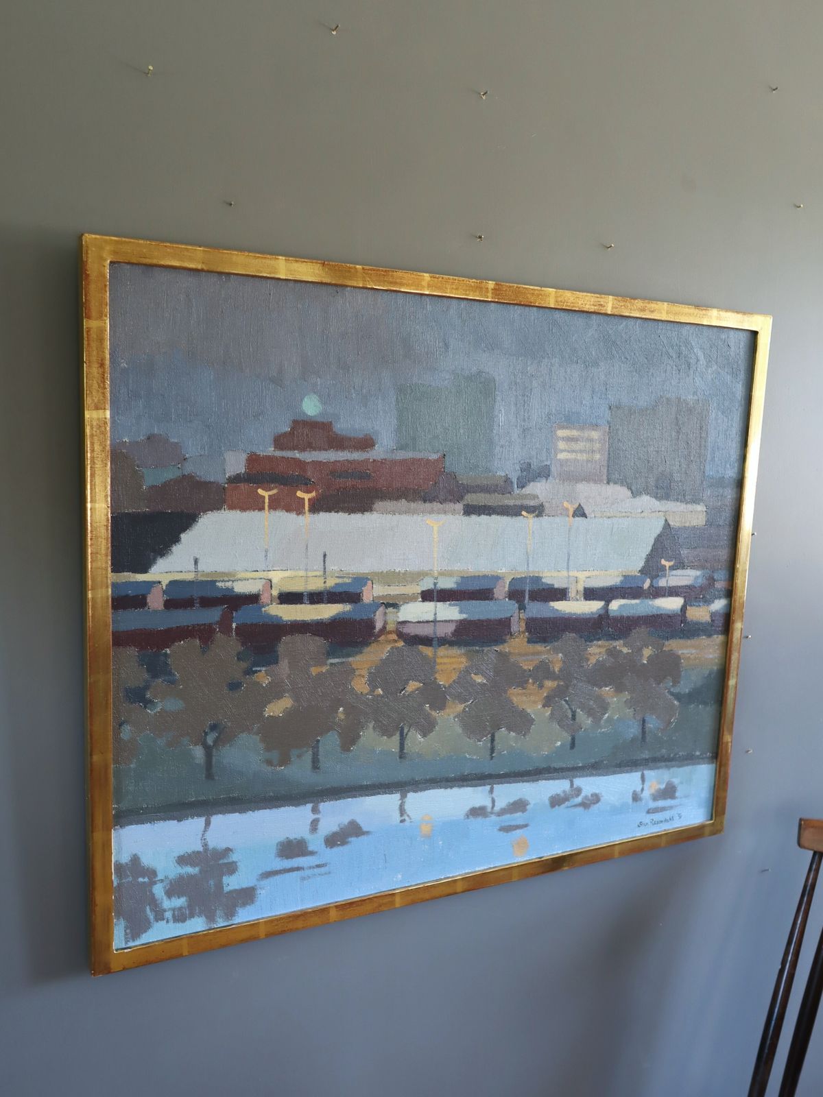 The Rail Yards At Dusk, Oil Painting photo for sale