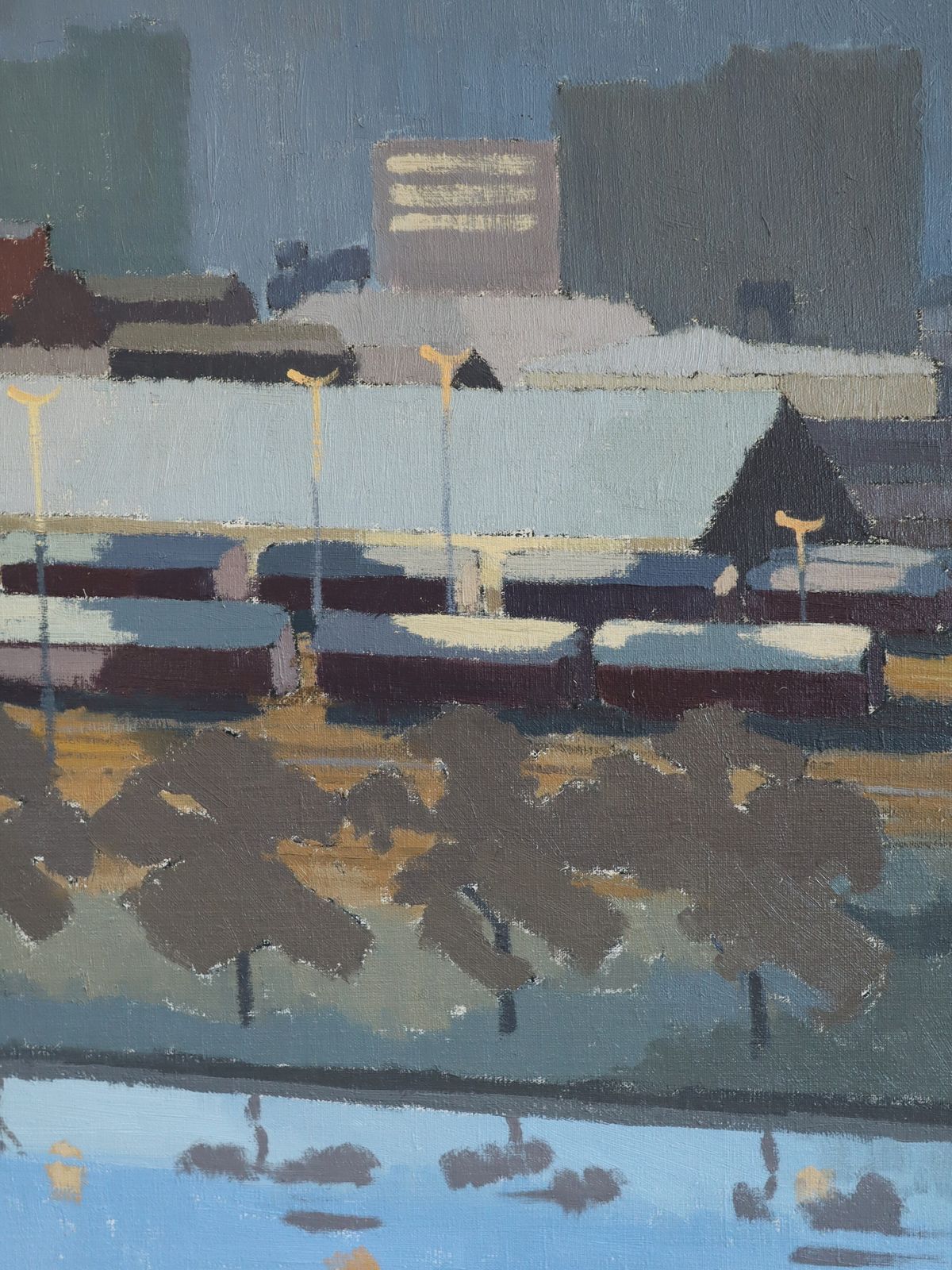 photo for sale The Rail Yards At Dusk, Oil Painting