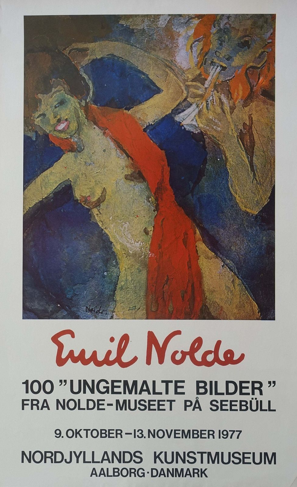 1977 Emil Nolde Art Exhibition Poster Nordjyllands Kunstmuseum   Original Vintage Poster