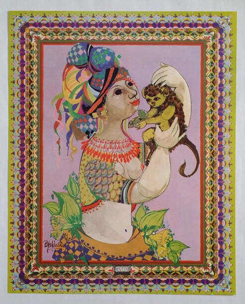 1970 "Lady Of The South" By Bjørn Wiinblad   Original Vintage Poster photo furniture