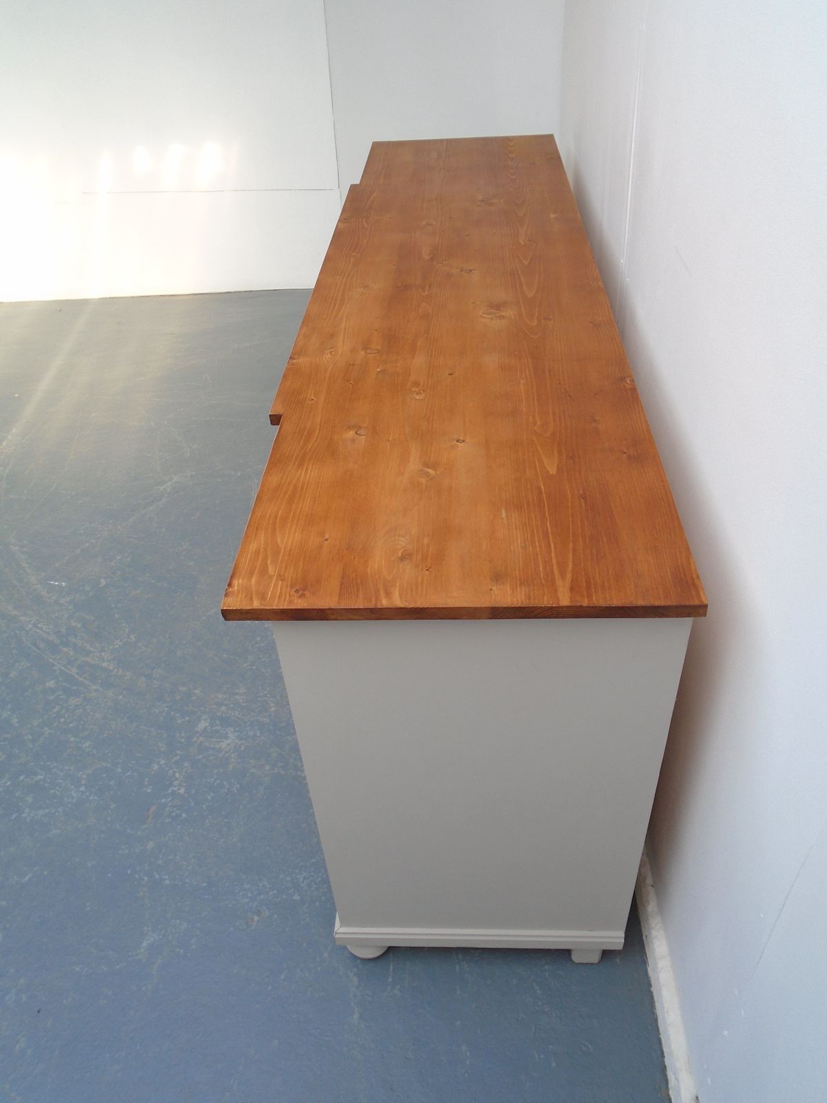 photo for sale A Fantastically Painted Putty Reclaimed Pine Dresser Base / Tv Stand