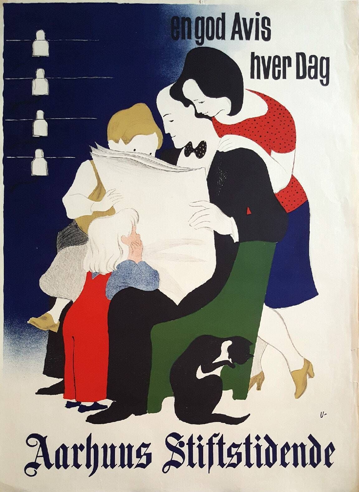 Krantenadvertentie Uit De Jaren 1940 Door Arne Ungermann – Aarhus Stiftstidende | Vintage Poster