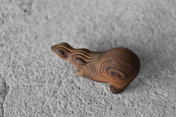 Vintage Danish Modern Dark Wood Sculpture Badger Figurine, 1960s photo for sale
