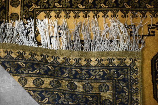 Vintage Hand Woven Oriental Afghan Gold Ersari Rug, 1930s photo vinterior