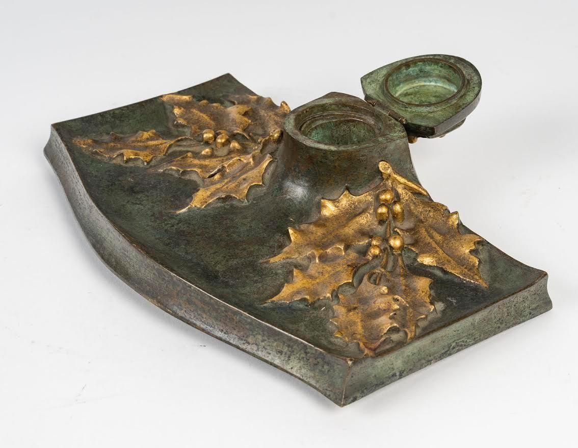 An Art Nouveau Patinated And Gilt Bronze Inkwell, Circa 1900. photo furniture