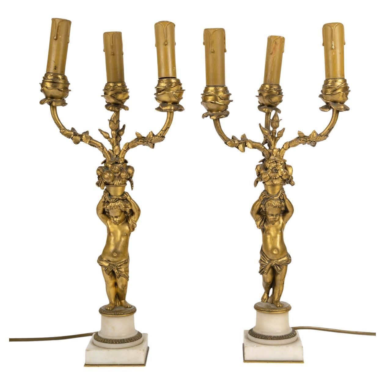 Pair Of Louis XVI Style Candelabra, 19th Century, Signed Barbedienne.