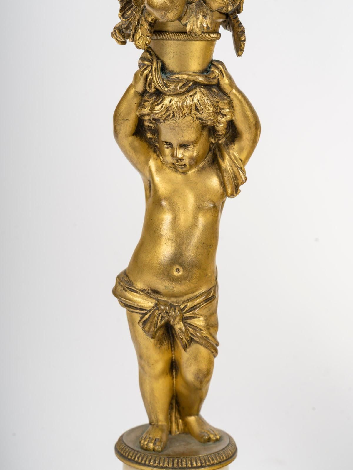 Pair Of Louis XVI Style Candelabra, 19th Century, Signed Barbedienne. photo vinterior