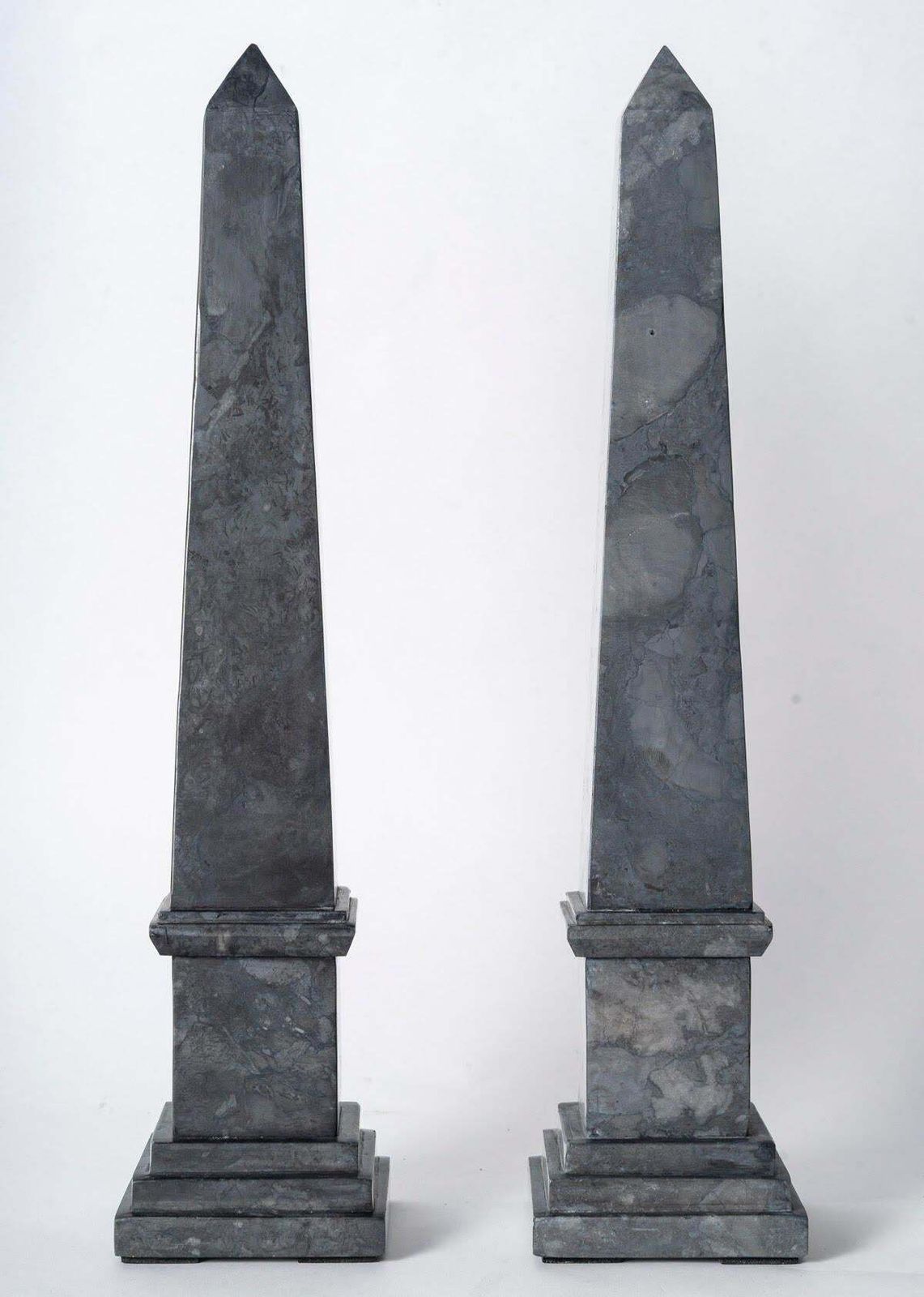 Pair Of Marble Obelisks, 20th Century, Napoleon III Style. photo vinterior