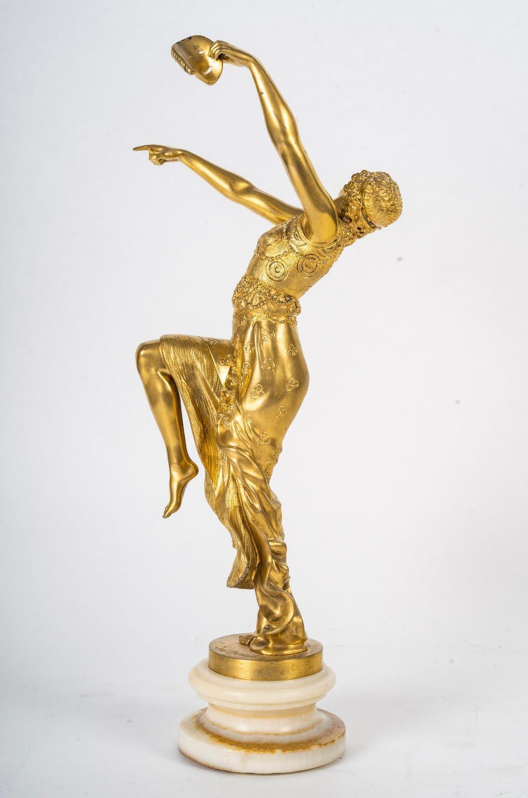 Gilt Bronze Sculpture, Onyx Base By Joe Descomps, 1900, Art Nouveau. photo furniture