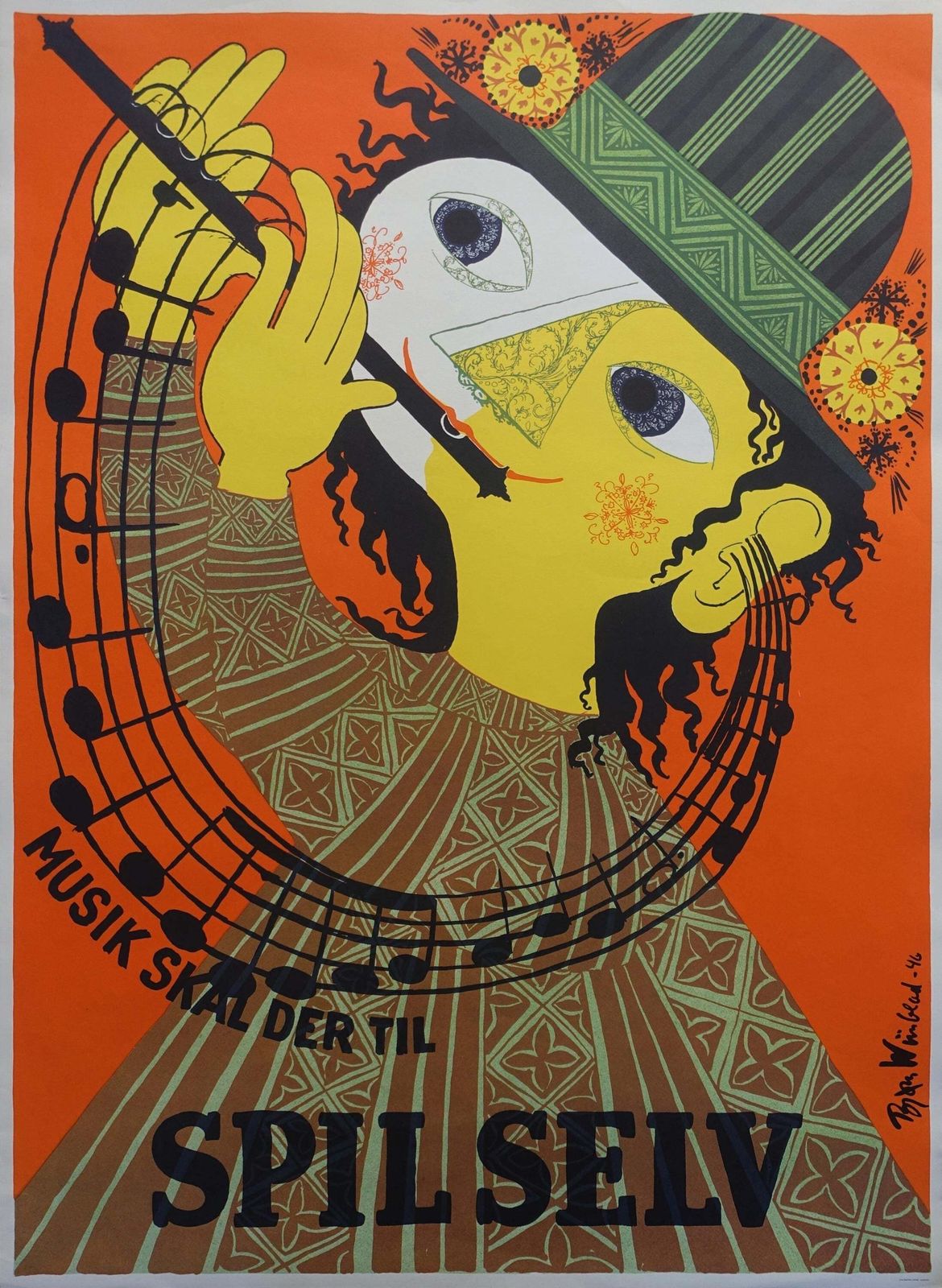 1980s Wiinblad Spil Selv (1946)   Vintage Poster