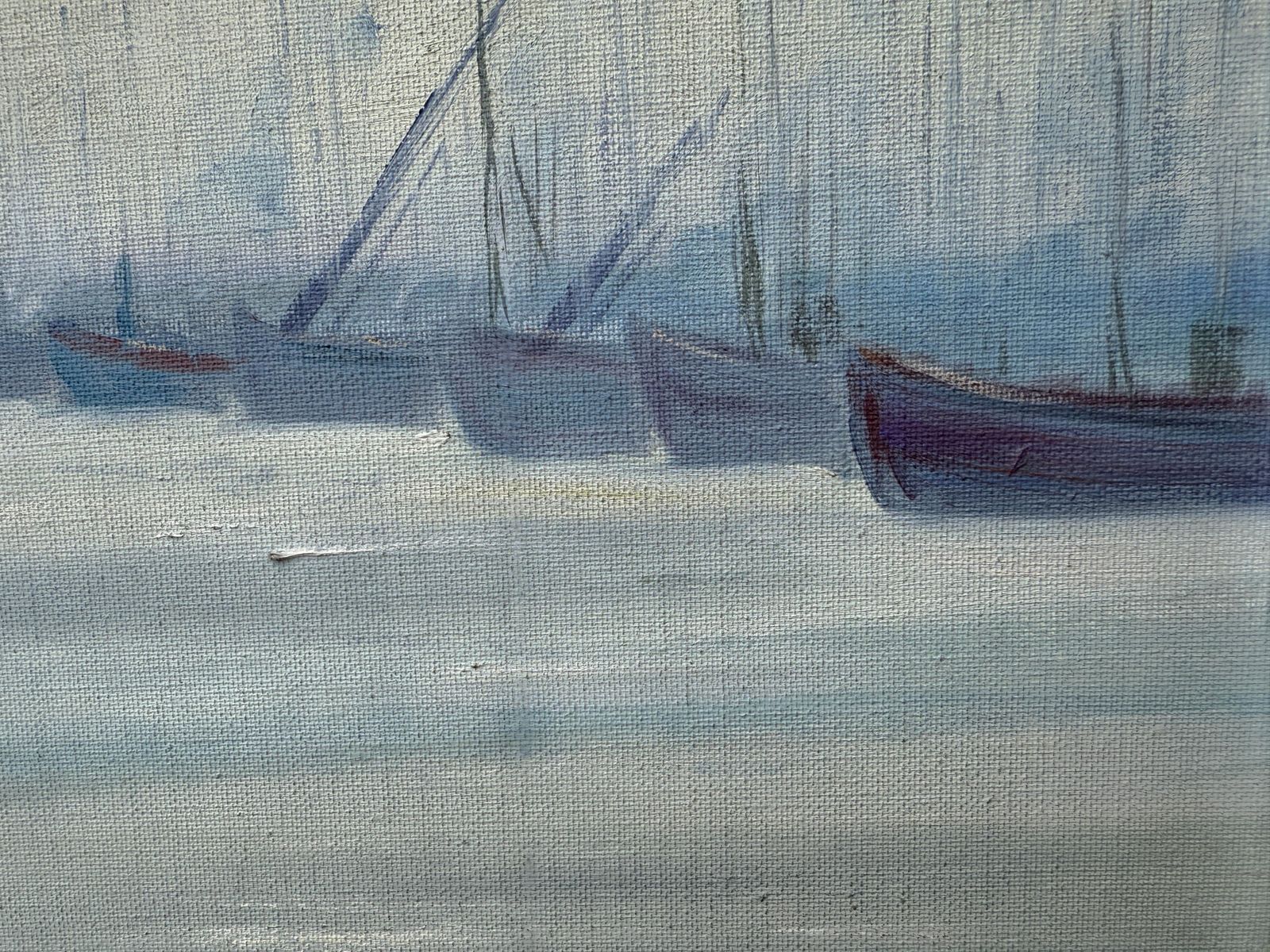 Palma De Mallorca From The Sea Mediterranean Art Oil On Canvas Painting Spain photo for sale