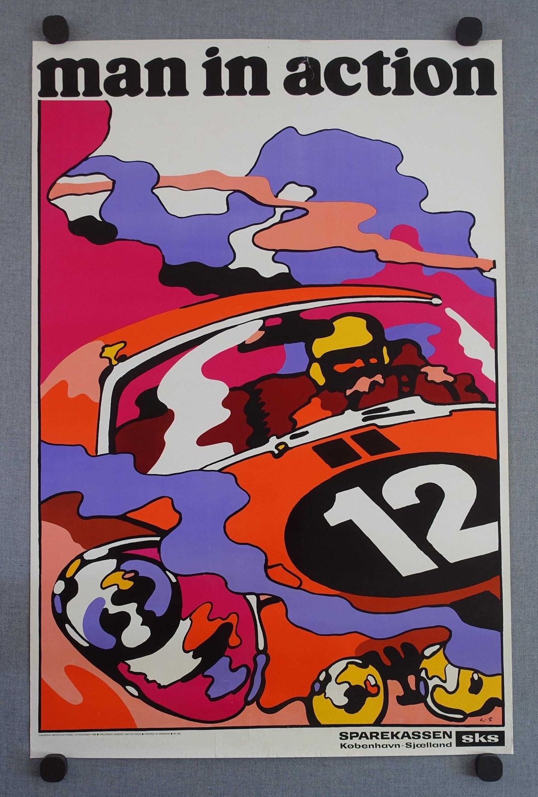 1969 Motor Race By Waldemar świerzy   Original Vintage Poster photo furniture
