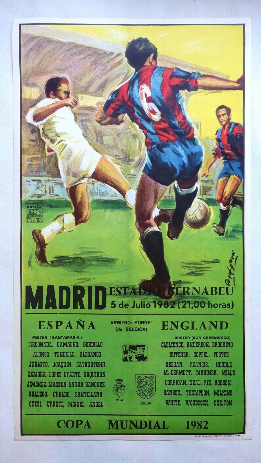 1982 World Cup (Football/Soccer) England   Spain   Original Vintage Poster photo furniture