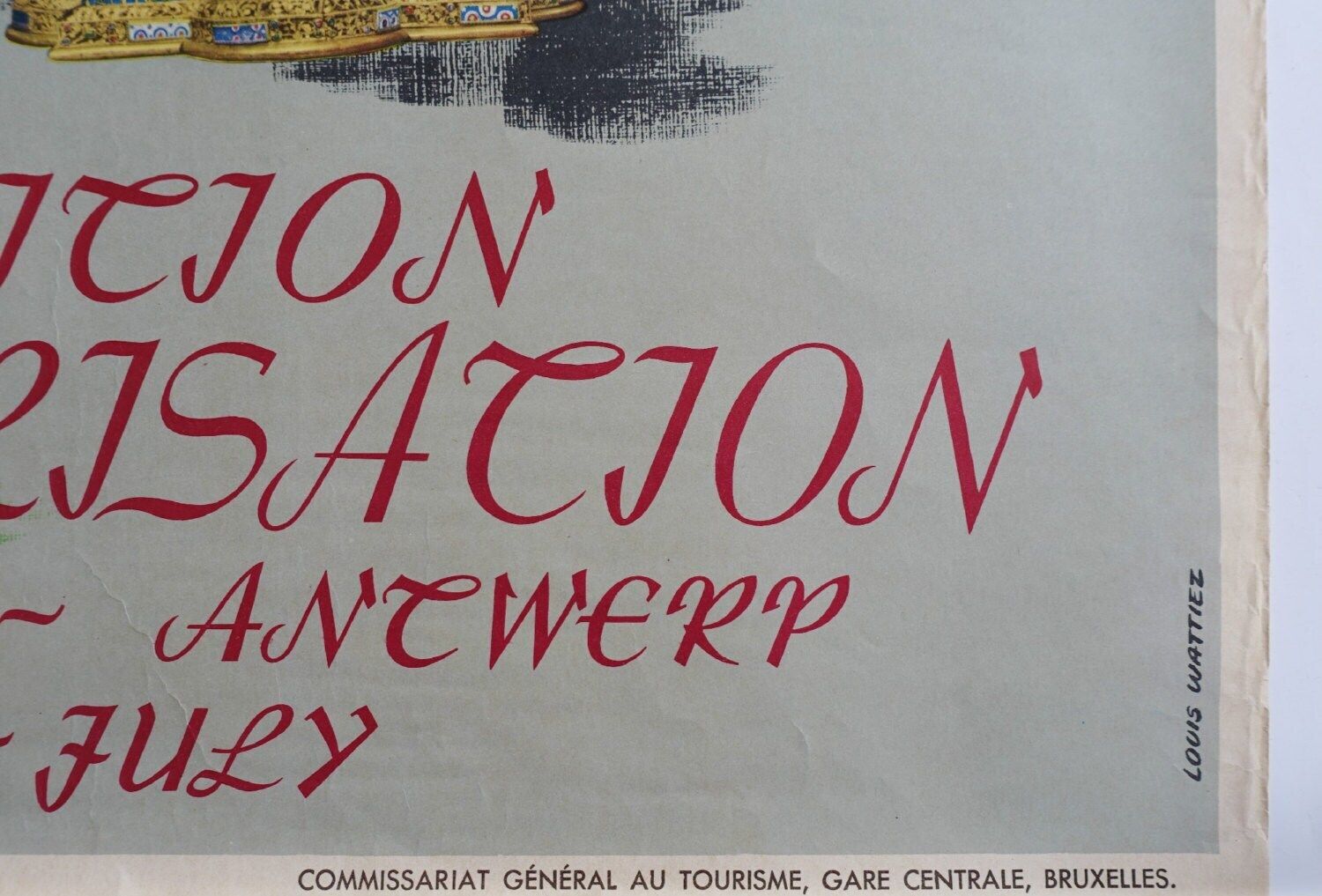 1956 Belgian Travel Poster "Exhibition Art And Civilization"   Original Vintage Poster photo for sale