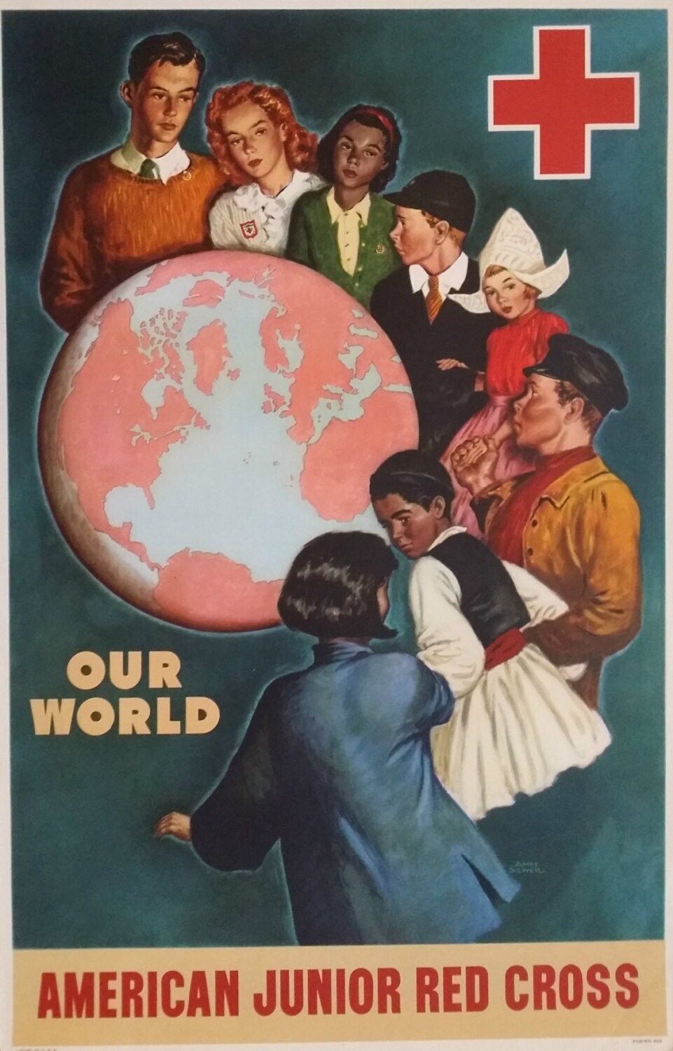 1945 American Junior Red Cross   Original Vintage Poster